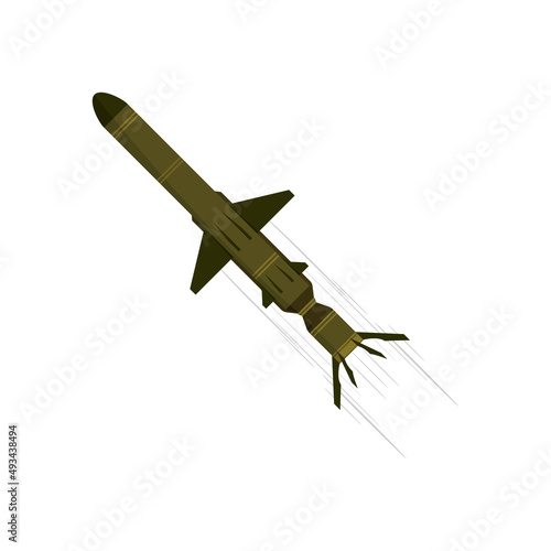 Flying cruise missile. Illustration of dangerous military weapons. 
