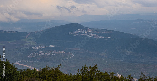 Aerial view looking southwards from Mount Ha'ari (1,047 m ASL), located south of the Druze village of Bit Jann, Upper Galilee, Northern Israel, Israel photo
