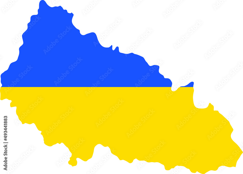 Flat vector map of the Ukrainian administrative area of ZAKARPATTIA OBLAST combined with official flag of UKRAINE Flat vector map of the Ukrainian administrative area of ZAKARPATTIA OBLAST combined with official flag of UKRAINE