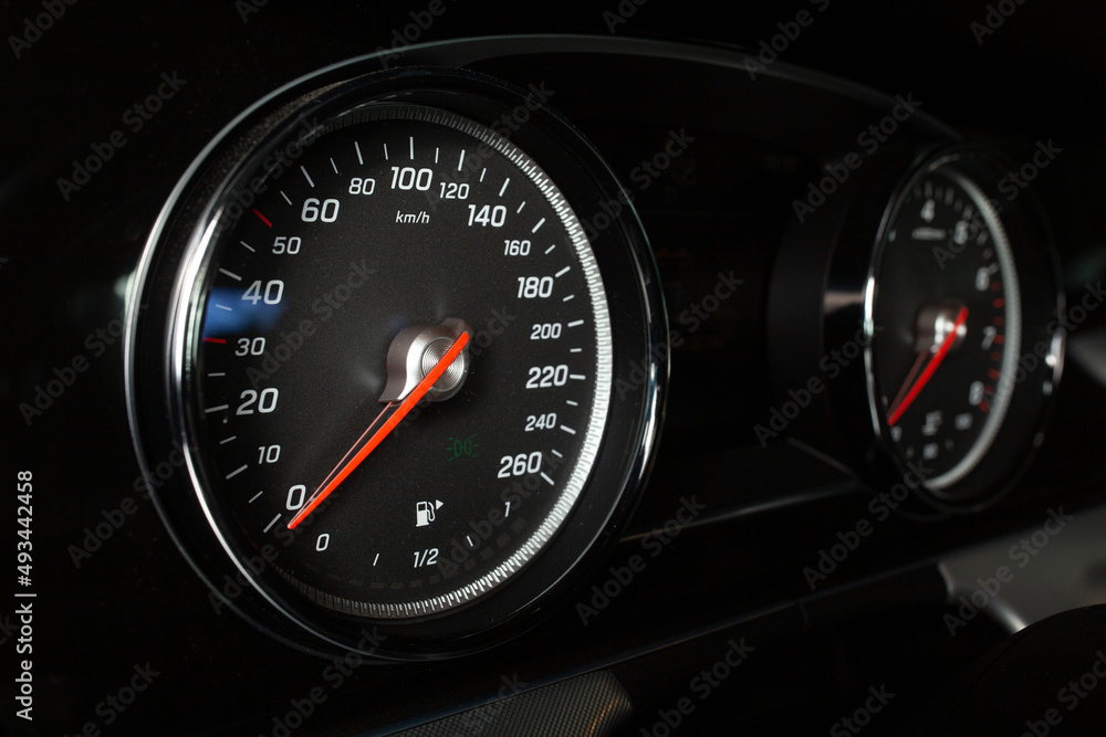 Fototapeta premium Sport car tachometer and dashboard with backlight 