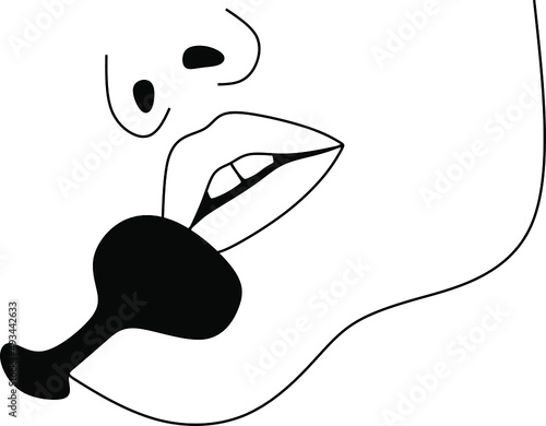 Linear art. Microphone near the mouth