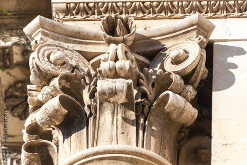 Ornately carved capital of a Corinthian column