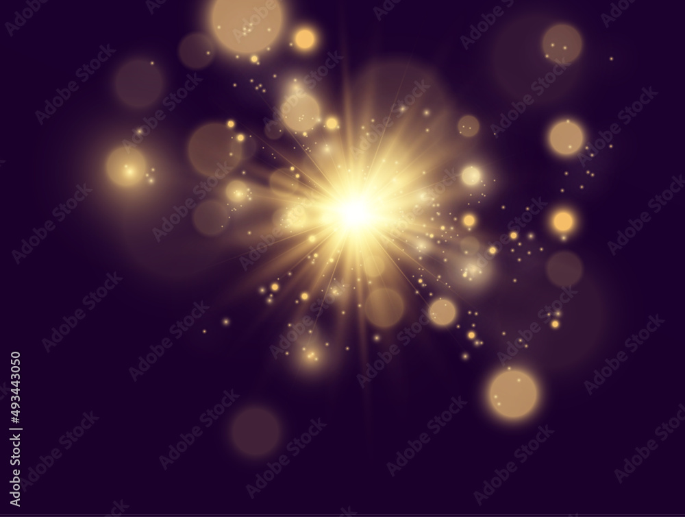 Fototapeta premium Bright beautiful golden sparks on a background.
