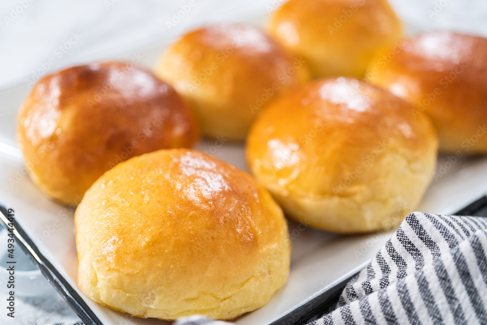 Baking brioche buns Baking brioche buns