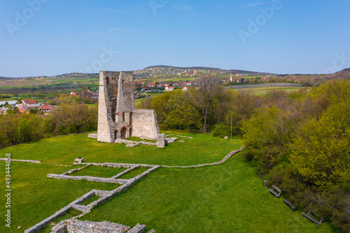 Dorgicse, Hungary - Aerial view about Boldogasszony church ruins near lake Balaton. photo