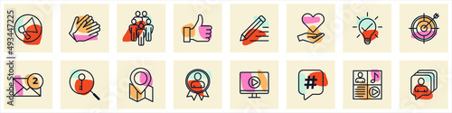 Blogger, blogging, blog set icon symbol template for graphic and web design collection logo vector illustration