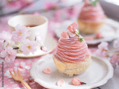 春スイーツ 桜モンブランでティータイム