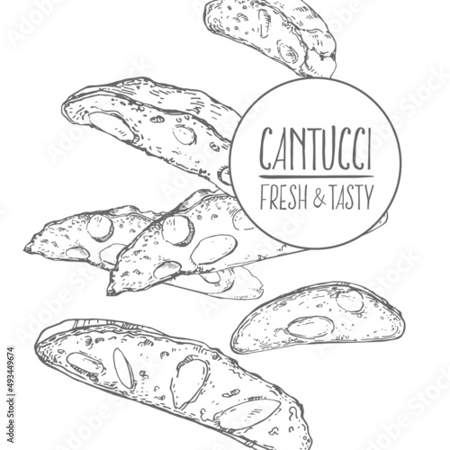 Hand drawn vector italian cantucci illustration pastry