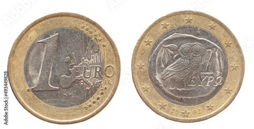 Wallpaper Mural Greece - circa 2002: a 1 Euro coin of Greece with a map of Europe and an owl on a branch. Torontodigital.ca