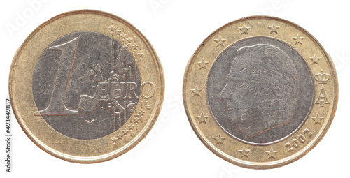 Wallpaper Mural Belgium - circa 2002 : a 1 Euro coin of Belgium with a map of Europe and with a portrait of King Albert II of Belgium. Torontodigital.ca