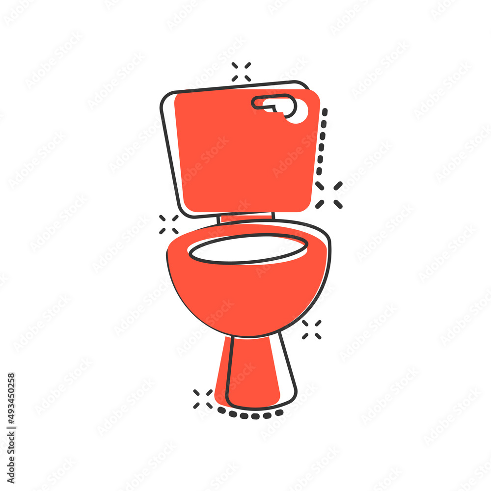 Toilet bowl icon in comic style. Hygiene cartoon vector illustration on isolated background. WC restroom splash effect sign business concept. Toilet bowl icon in comic style. Hygiene cartoon vector illustration on isolated background. WC restroom splash effect sign business concept.