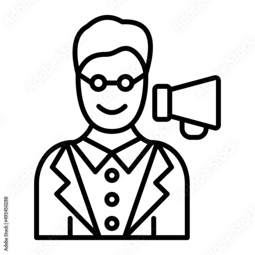 Film Director Vector Outline Icon Isolated On White Background