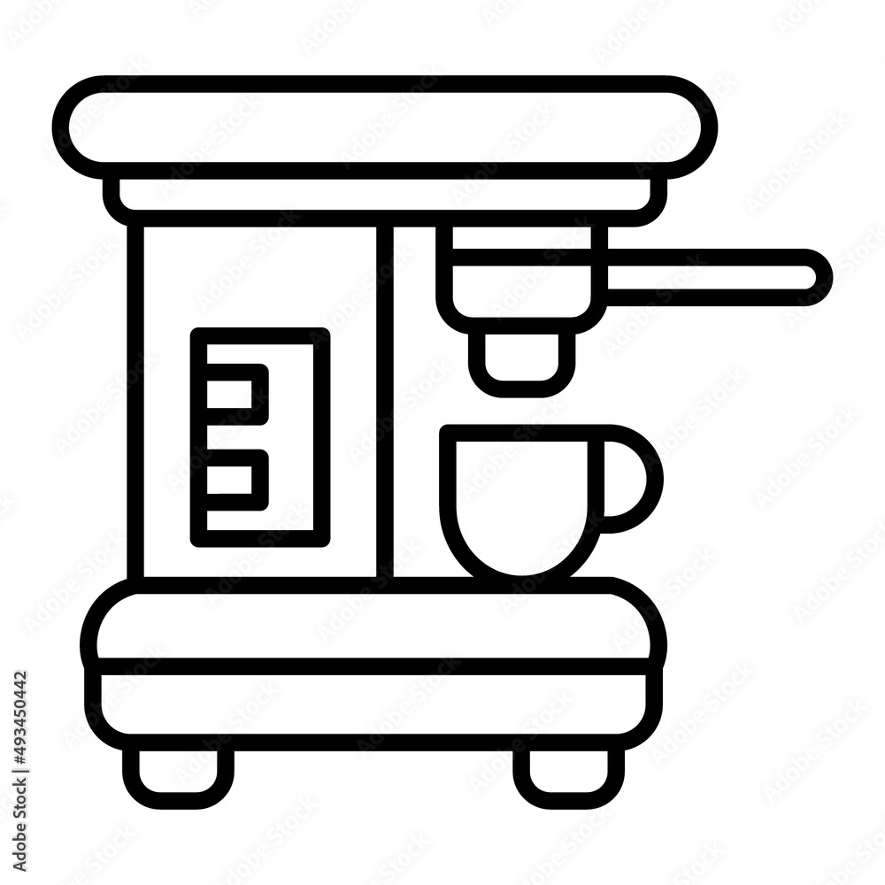 Coffee Maker Vector Outline Icon Isolated On White Background