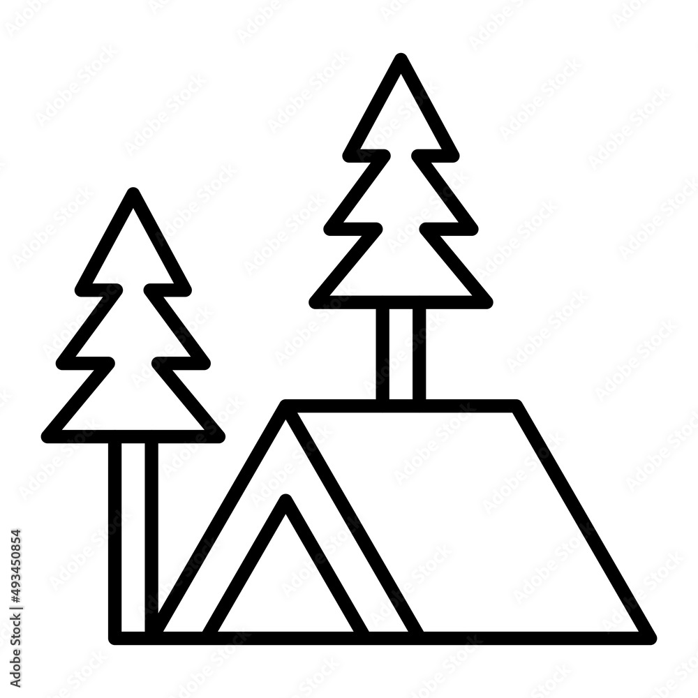 Tent Vector Outline Icon Isolated On White Background Tent Vector Outline Icon Isolated On White Background