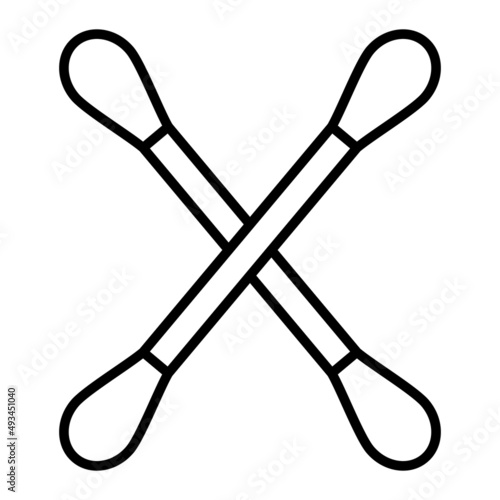 Cotton Buds Vector Outline Icon Isolated On White Background