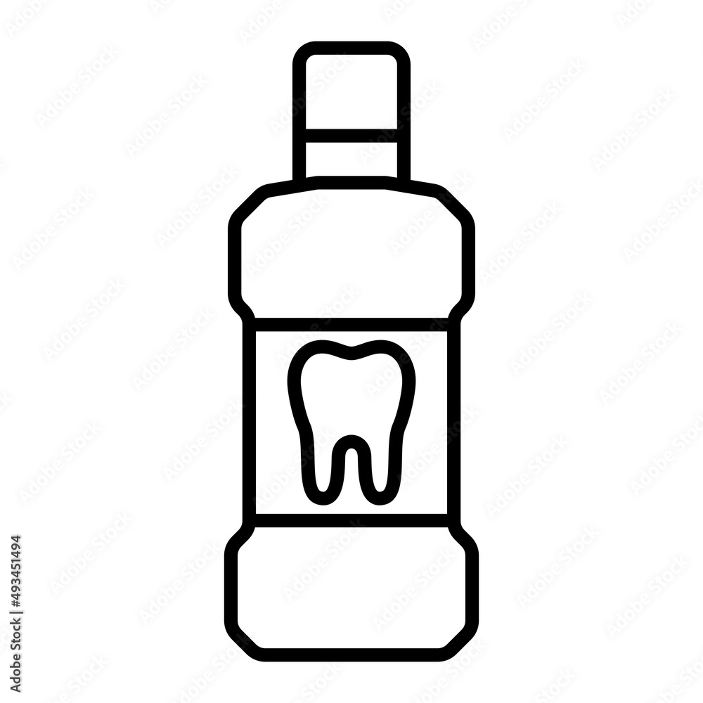 Mouthwash Vector Outline Icon Isolated On White Background Mouthwash Vector Outline Icon Isolated On White Background