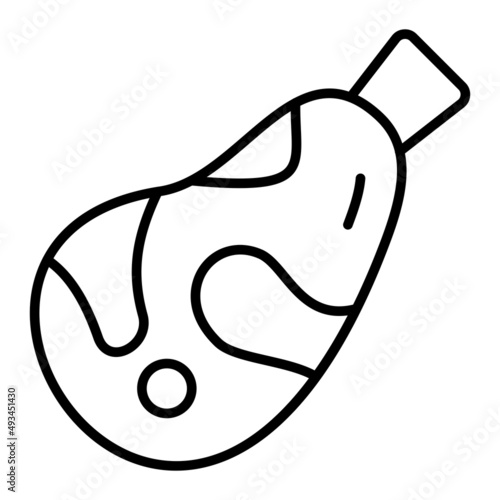 Mutton Vector Outline Icon Isolated On White Background