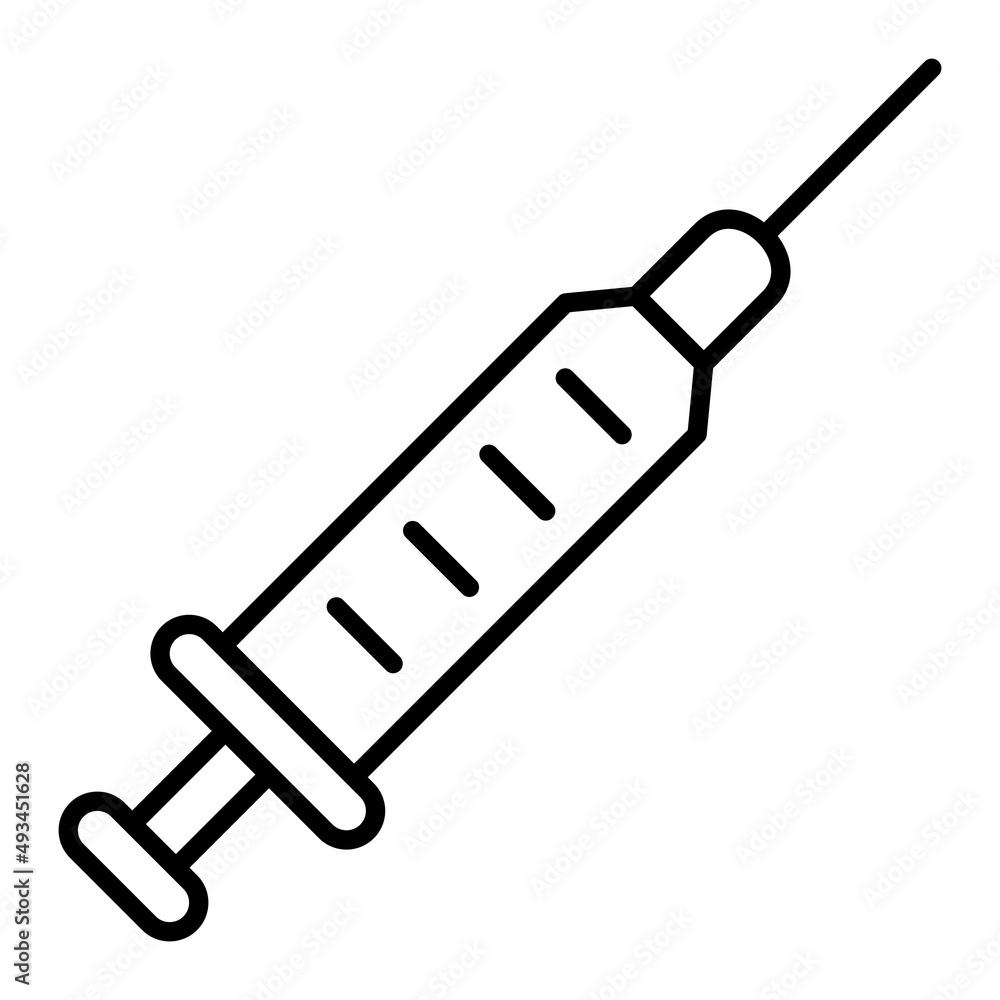 Syringe Vector Outline Icon Isolated On White Background Syringe Vector Outline Icon Isolated On White Background