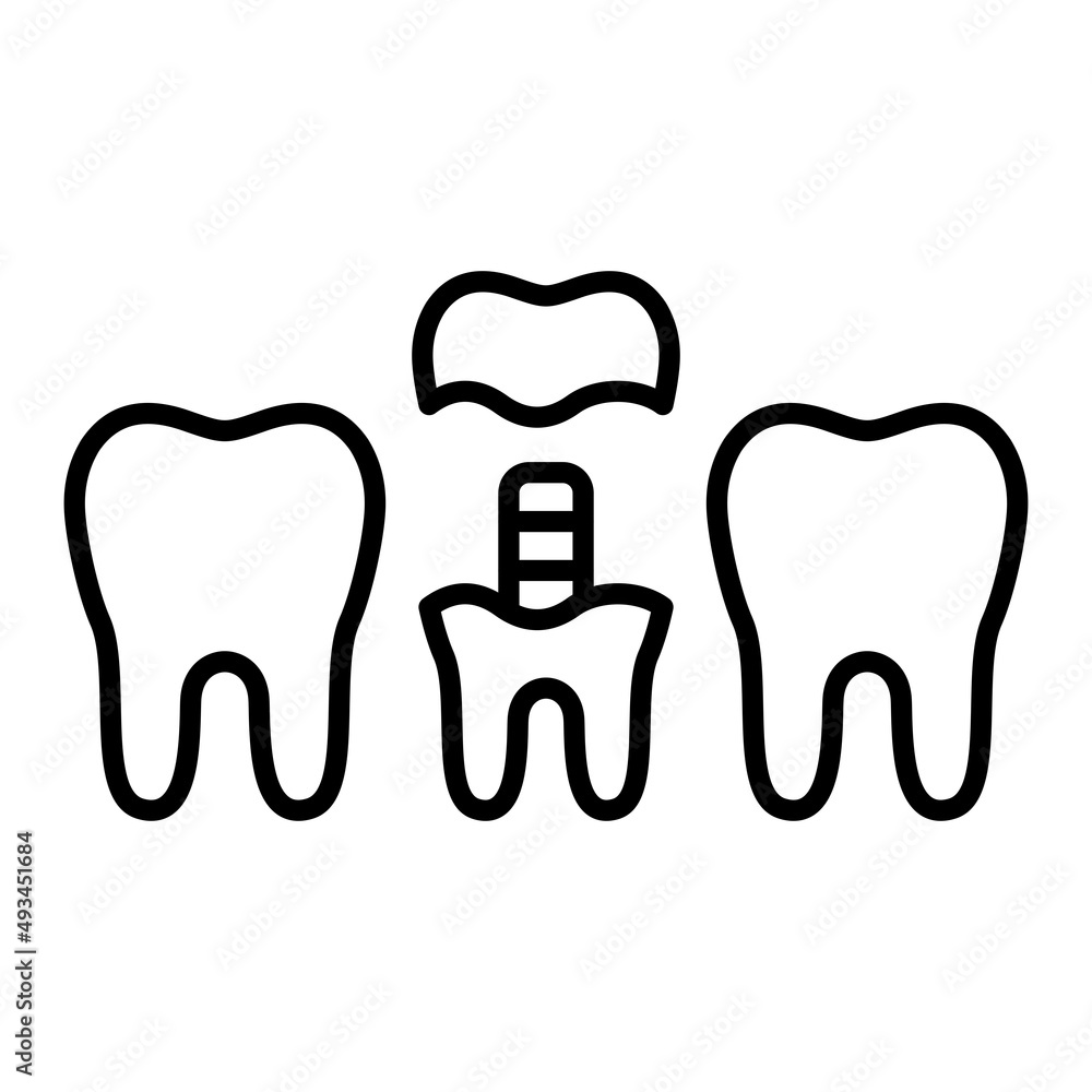 Dental Crown Vector Outline Icon Isolated On White Background Dental Crown Vector Outline Icon Isolated On White Background