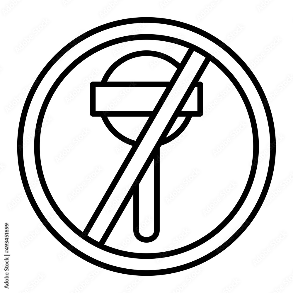 No Sweet Vector Outline Icon Isolated On White Background No Sweet Vector Outline Icon Isolated On White Background