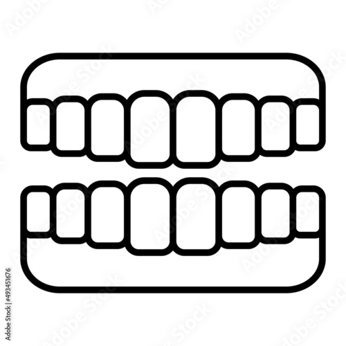 Teeth Vector Outline Icon Isolated On White Background