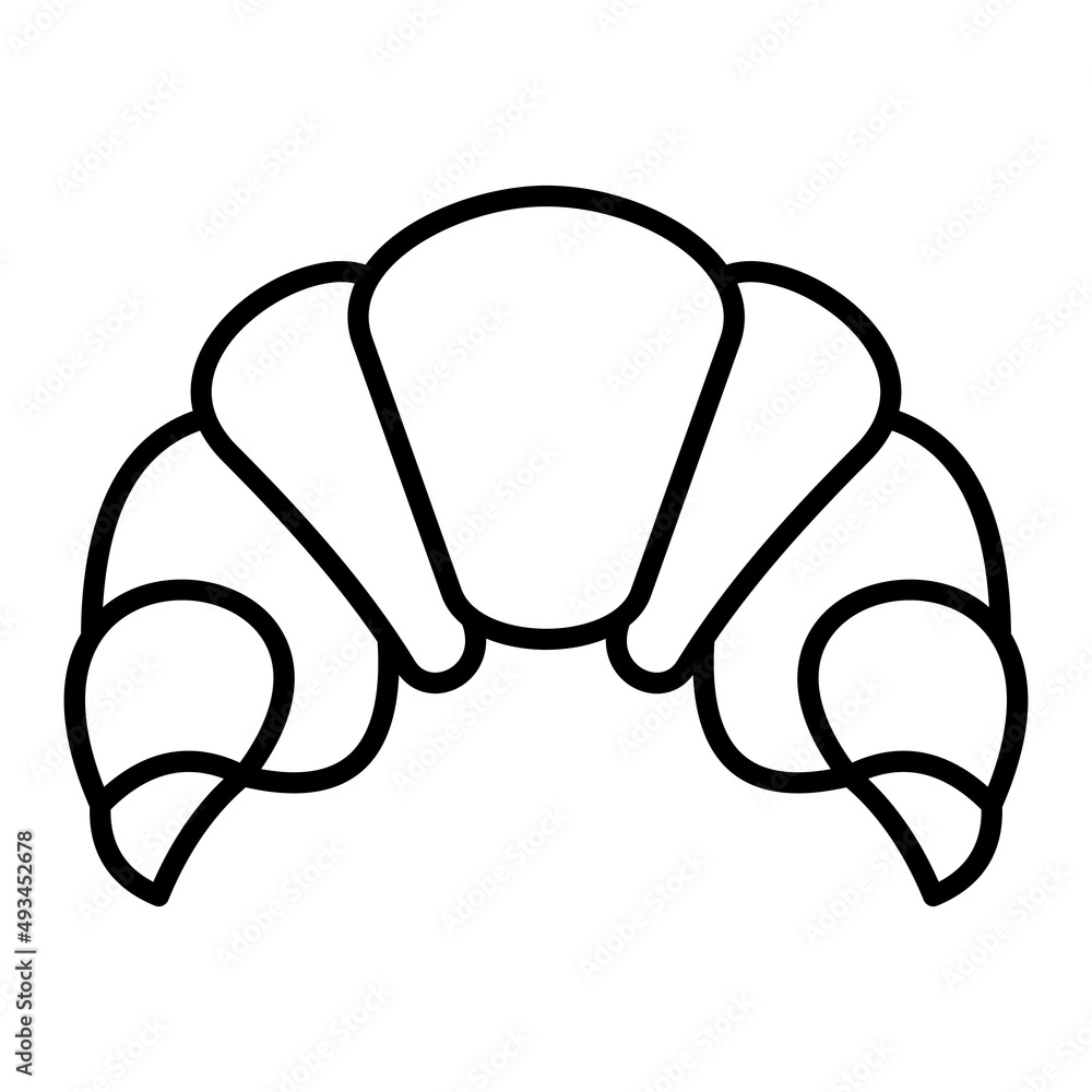 Croissant Vector Outline Icon Isolated On White Background Croissant Vector Outline Icon Isolated On White Background