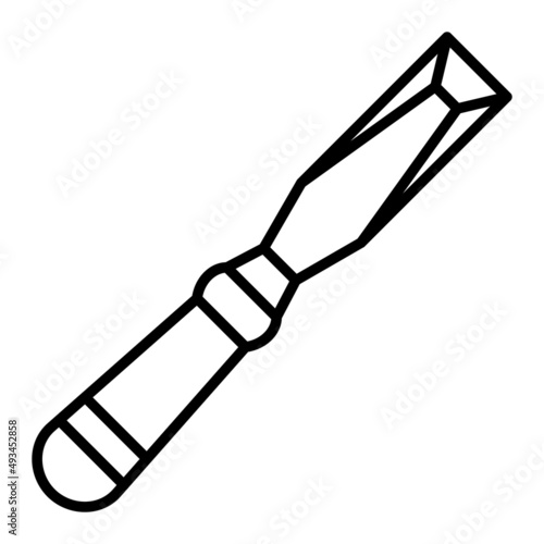 Chisel Vector Outline Icon Isolated On White Background