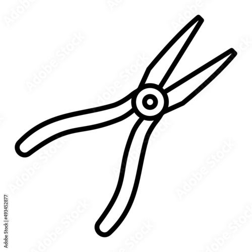 Pliers Vector Outline Icon Isolated On White Background