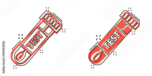 Coronavirus test icon in comic style. covid-19 cartoon vector illustration on isolated background. Medical diagnostic splash effect sign business concept.