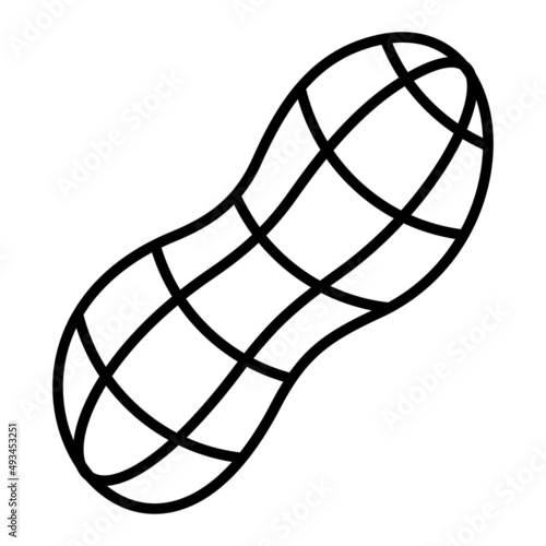 Peanut Free Vector Outline Icon Isolated On White Background