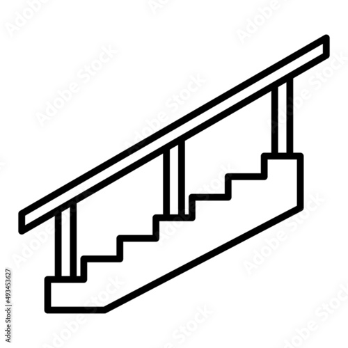 Stair Vector Outline Icon Isolated On White Background