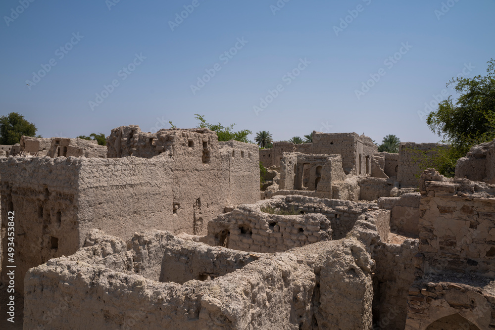 ancient buildings in Manah city in Oman
