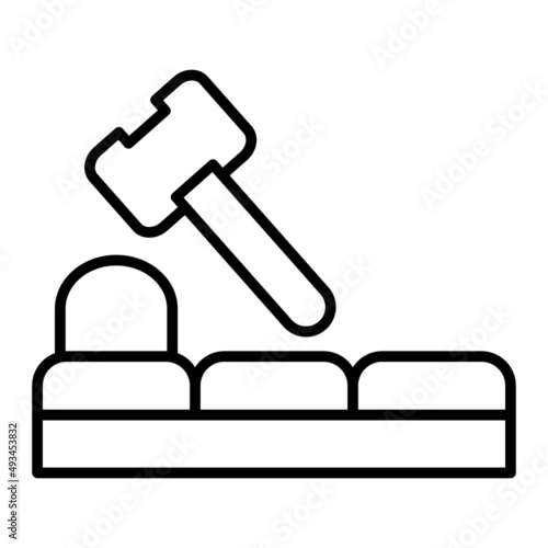Whack A Mole Vector Outline Icon Isolated On White Background