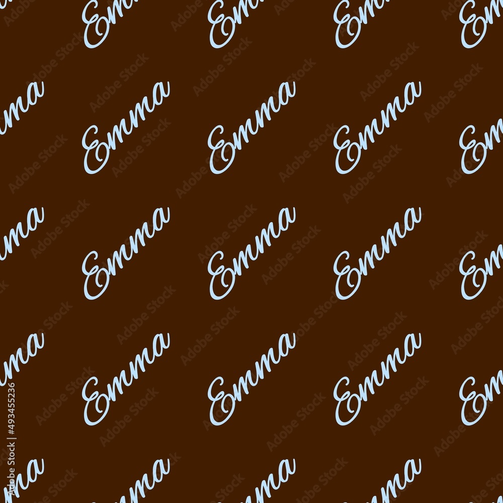 The female name is Emma. Background with the female name Emma. Seamless