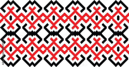 Traditional Romanian folk art knitted embroidery pattern; sewing pattern
