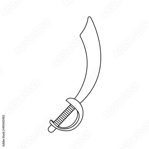 Pirate Sword Outline Icon Illustration on Isolated White Background Suitable for Book, Design Element, Weapon Icon
