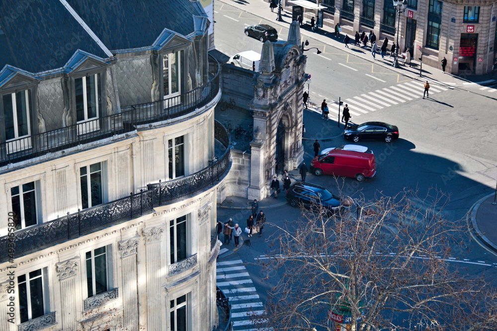 Street in Paris rooftop view