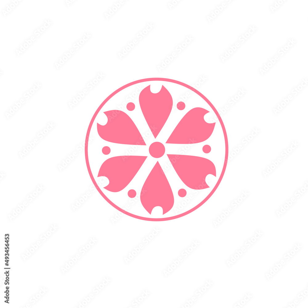 Illustration vector graphics of, template logo cherry blossoms in circle Illustration vector graphics of, template logo cherry blossoms in circle