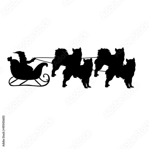 alaskan malamute, santa claus sleigh