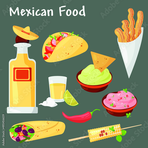 Mexican food. Set of vector illustration