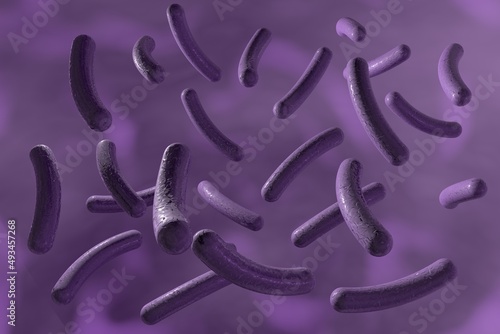 Scientific background. Pathogenic bacteria. 3d illustration photo