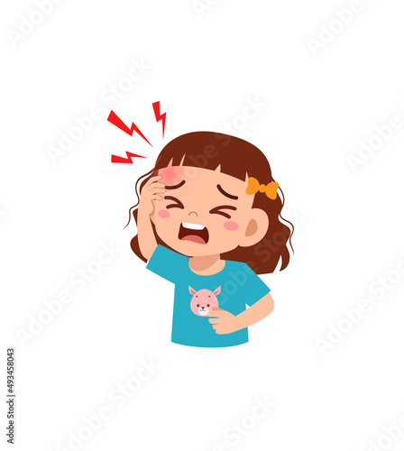 ittle kid get bump in forehead feel sad