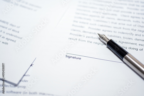 Place for signature and pen