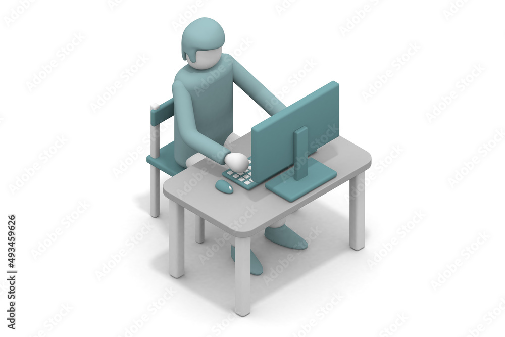 Fototapeta premium Meet online. Work via the internet. People who work in the office.