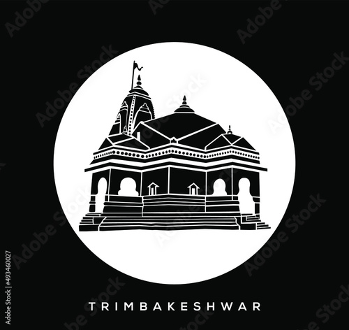 lord shiva (Trimbakeshwar Jyotirlinga) temple vector icon. Trimbakeshwar Temple, Nashik. photo