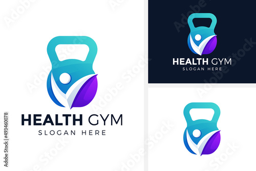 people gym fit logo design vector illustration