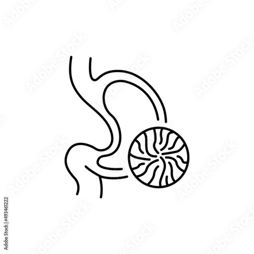 Gastric ulcer color line icon. Human diseases.