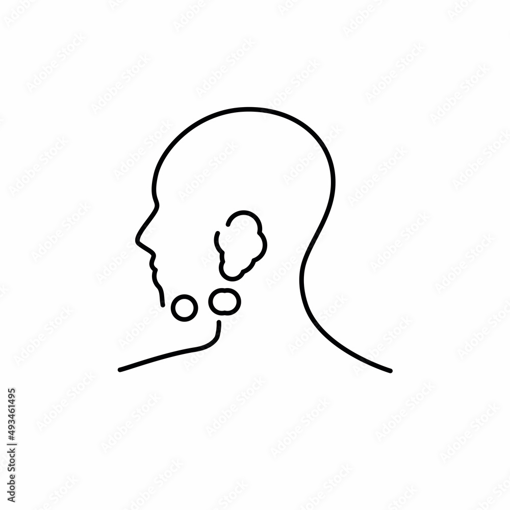 Inflammation of the submandibular lymph nodes color line icon. Human diseases. Inflammation of the submandibular lymph nodes color line icon. Human diseases.
