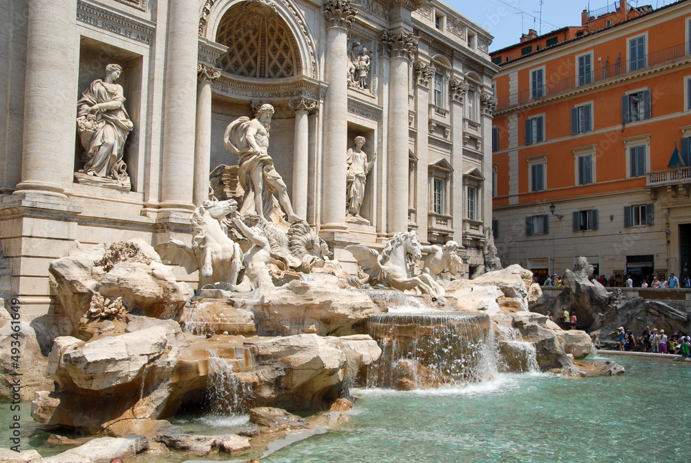 Rome, Italy - June 2000: View on Trevi Fountain