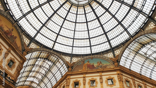 Cupola of the Galleria Vittorio Emanuele II in Milano  Italy. Panorama.